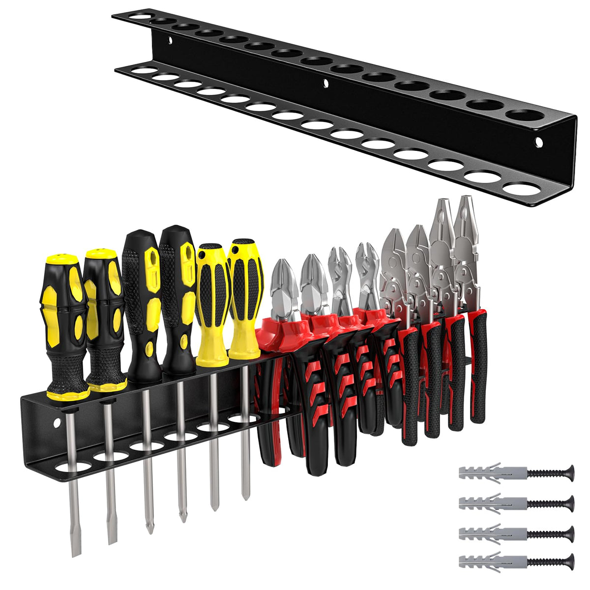 Screwdriver Plier Organizer Wall Mount,16" Screwdriver Holder,Black