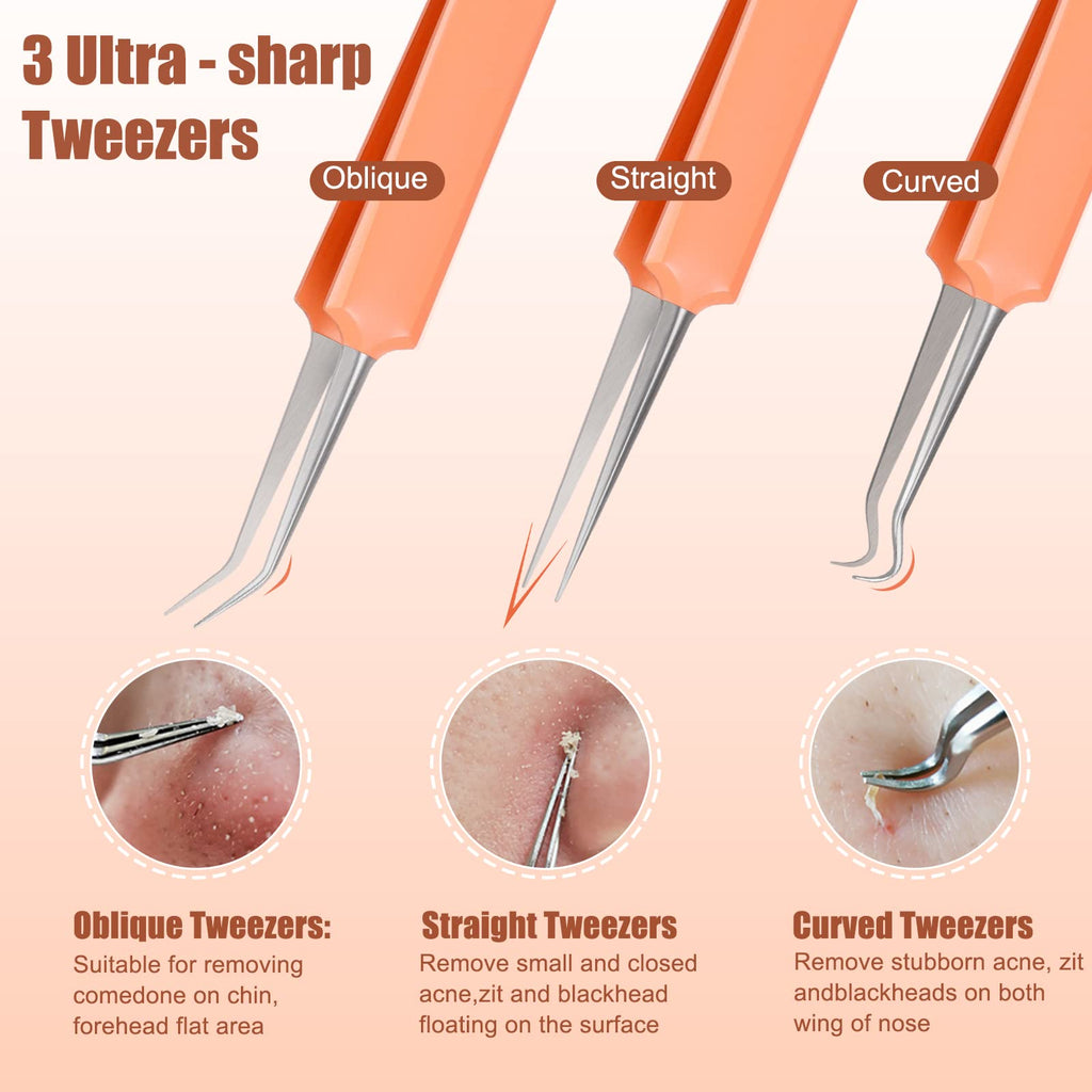 Blackhead Remover Tools, 15 Pcs Pimple Popper Tool Kit