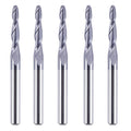SpeTool 5Pc/Pack 1.0mm Cutting Radius(2.0mm Diameter) Tapered Ball Nose End Mill 1/8 Shank Radius with TiAlN Coated CNC Router Bit for 3D&2D Woodwork Tools