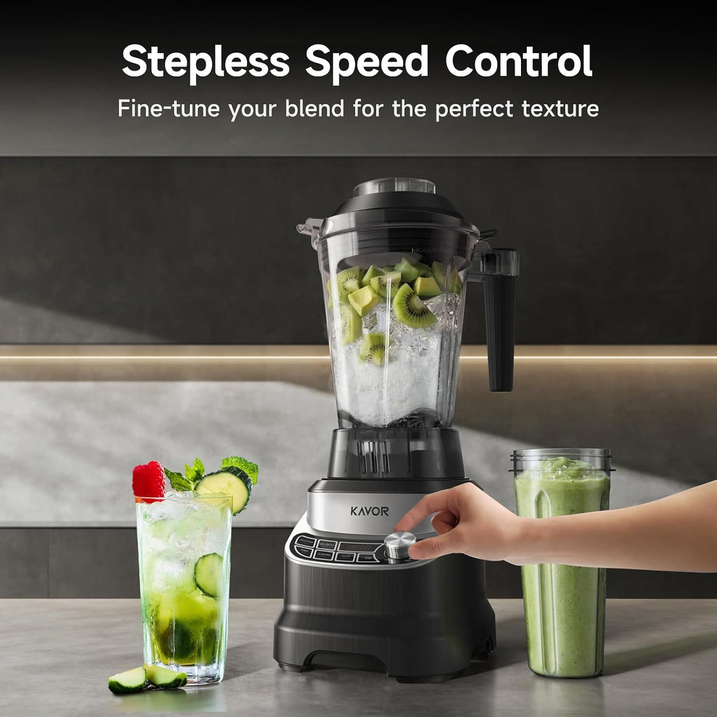 2400W Peak Countertop Blender for Kitchen, 64oz Pitcher & 24oz Travel Cup | AI Smart One-Touch & Stepless Speed, 4
