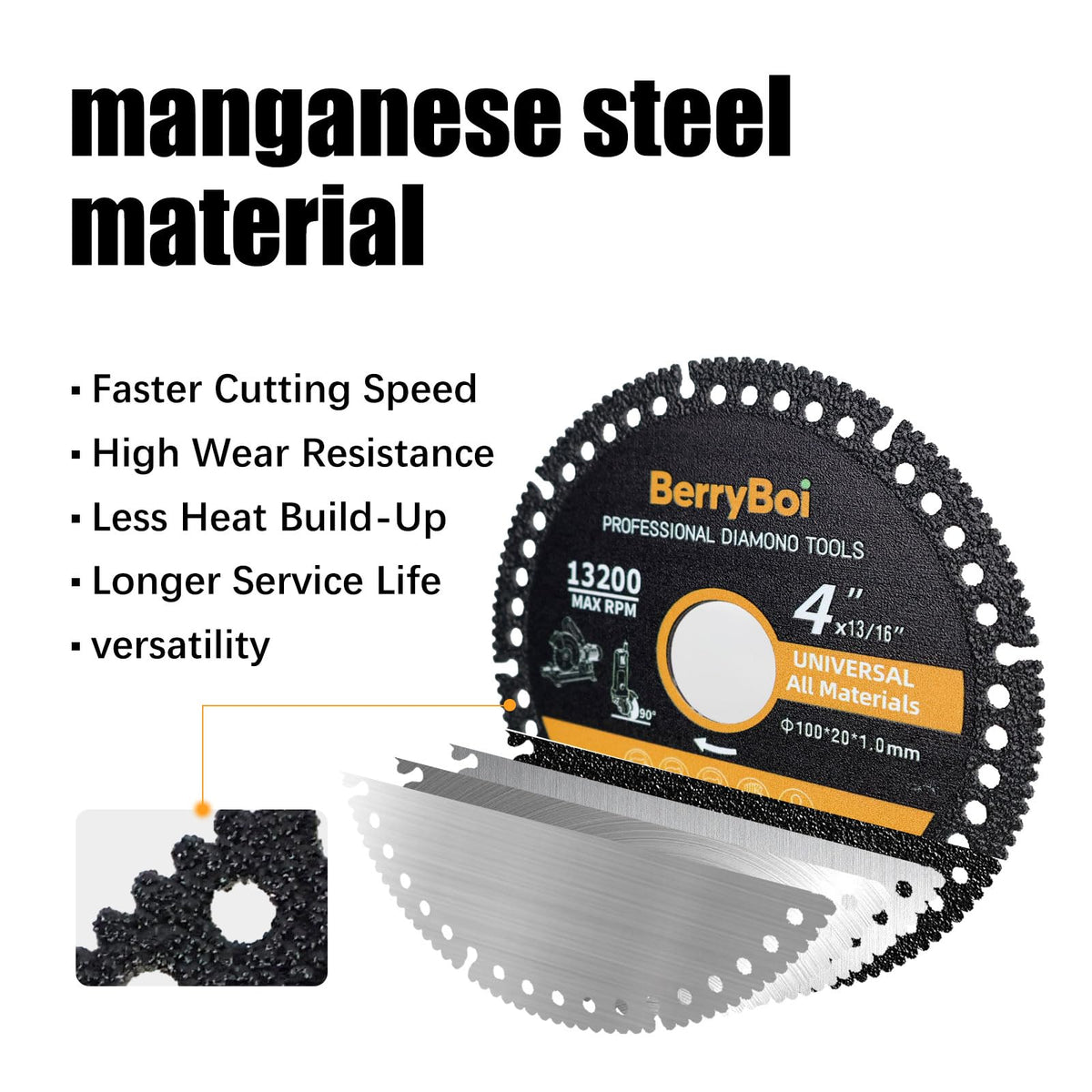 4 Inch Multi Purpose Diamond Cutting Disc for Angle Grinder, 100mm, 3 Pack
