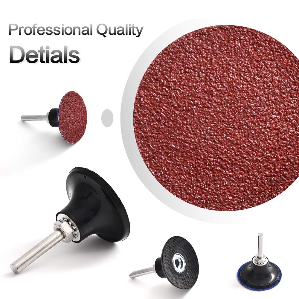 Miroku 50Pcs Mixup 2 inch Twist on Quick Change Discs Set, A/O Sanding Discs with 1/4" Holder, for Die Grinder Surface Prep Strip Grind Polish Finish Burr Rust Paint Removal