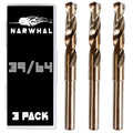 Narwhal 39/64 Drill Bit (3 Pack - 1/2 Inch Shank) Cobalt for Metal & Steel