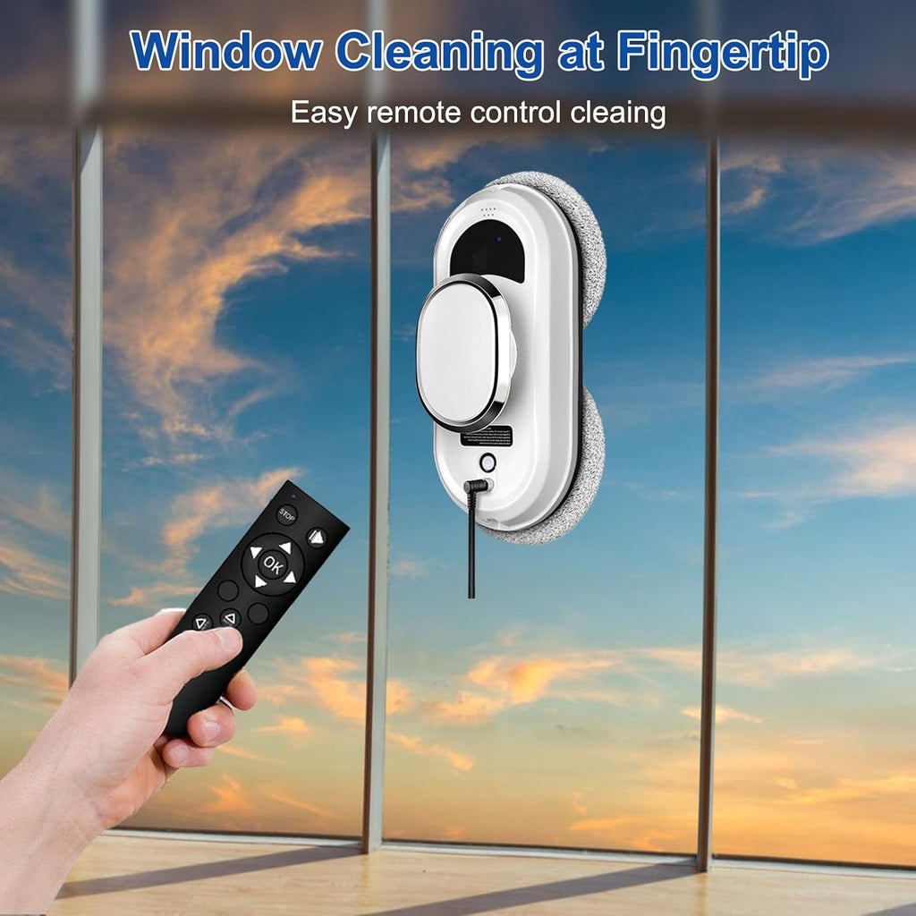 Window Cleaning Robot, Automatic, 5600Pa, 3 Cleaning Modes, Remote Control, 2 Pre-Installed 8 Replacement Cloths