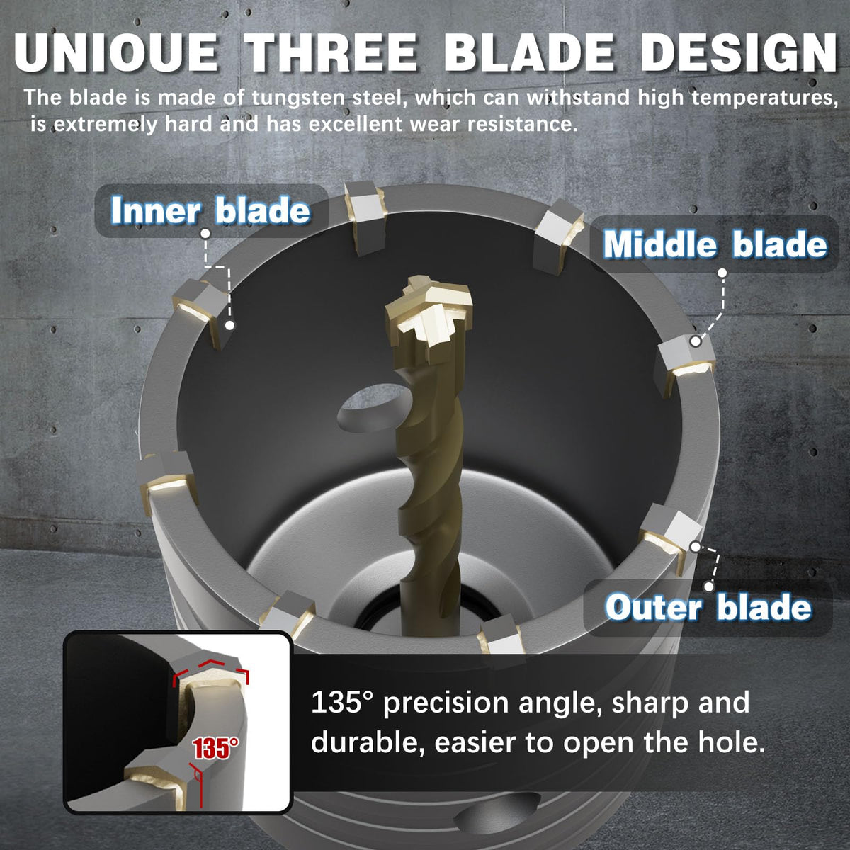 METOTY 6-5/16" Concrete Hole Saw,160mm Masonry Hole Saw, with 220mm SDS Plus Shank Connecting Rod for Concrete Brick Cement Stone Wall Drilling Home Improvement