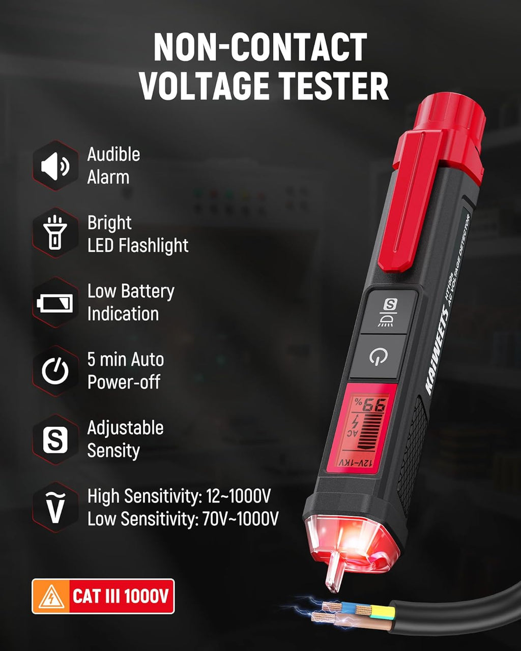 Electrical Test Kit KIT01, Digital Multimeter, Smart Non-Contact Voltage Tester & GFCI Outlet Tester with LCD