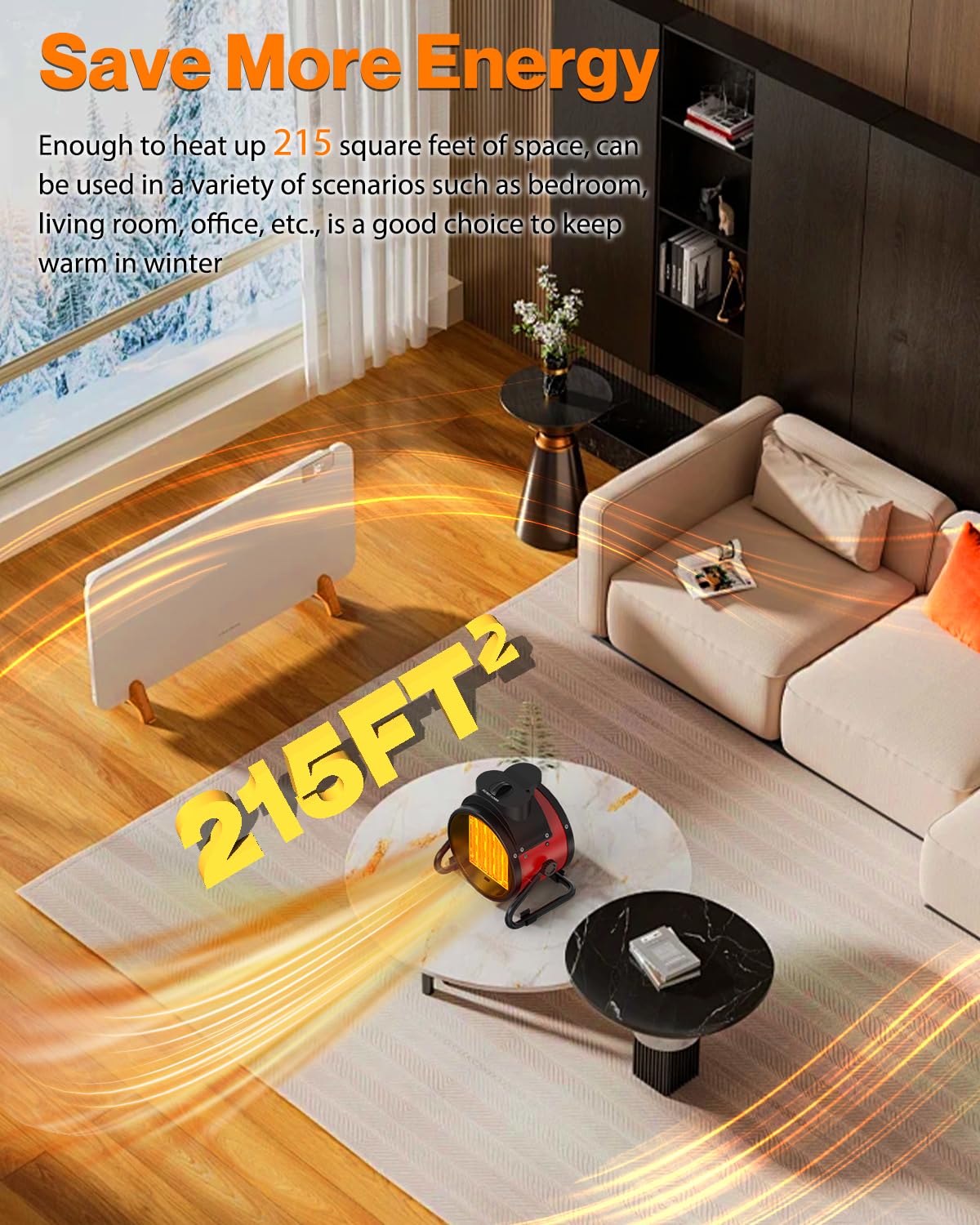 Outdoor Patio Heaters, 1500W Portable Electric Heater with 2S Fast Heating