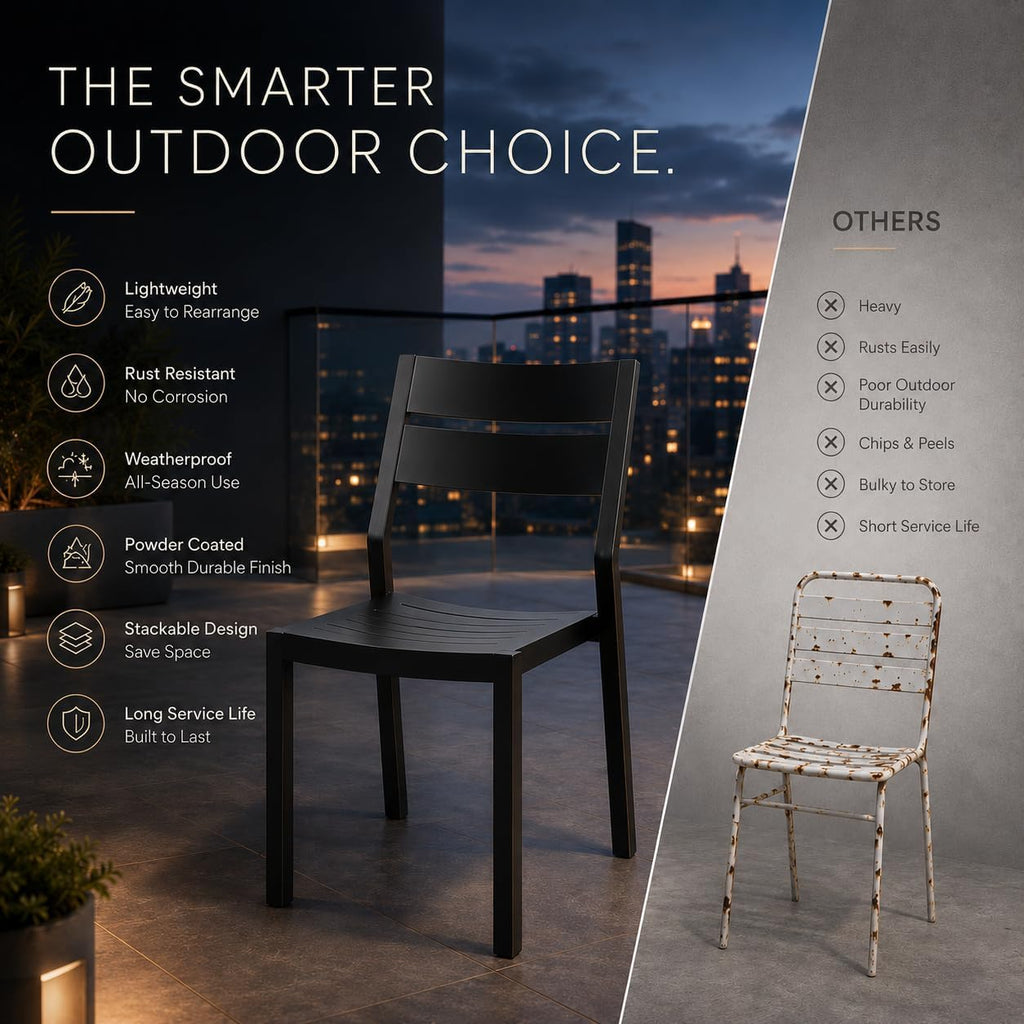 Aluminum Stackable Patio Dining Chairs Set of 2