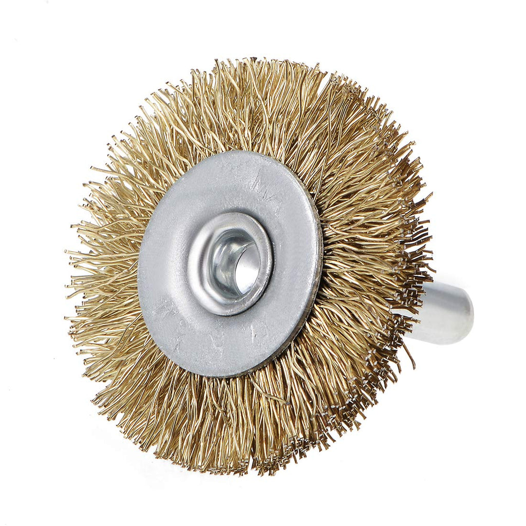 uxcell 1-1/2Inch Wire Wheel Brush Bench 1/4-Inch Shank Crimped Steel 10 Pcs