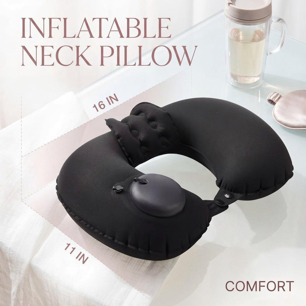 2 Pcs Inflatable Bath Pillows for Tub, U-Shaped Neck & Head Support Cushion, Portable Blow Up Travel Neck Pillow with