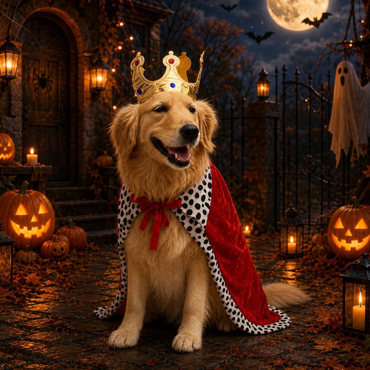 Dog Halloween Costumes for Large Dogs,Funny Dog Costume King Crown Cape(L)