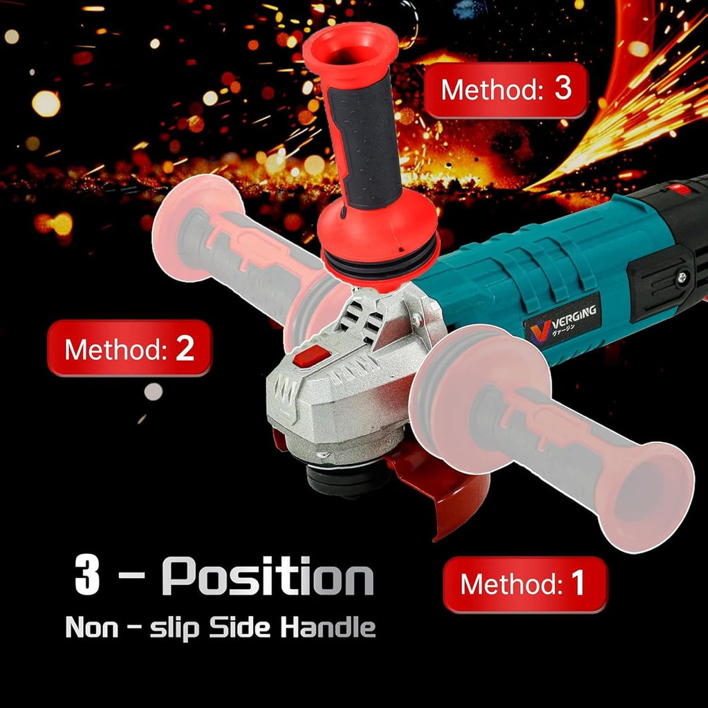 Angle Grinder 4-1/2 Inch, 10-Amp, High Power Angle Grinder Tool with Cutting & Grinding Wheels, Non-Slip and
