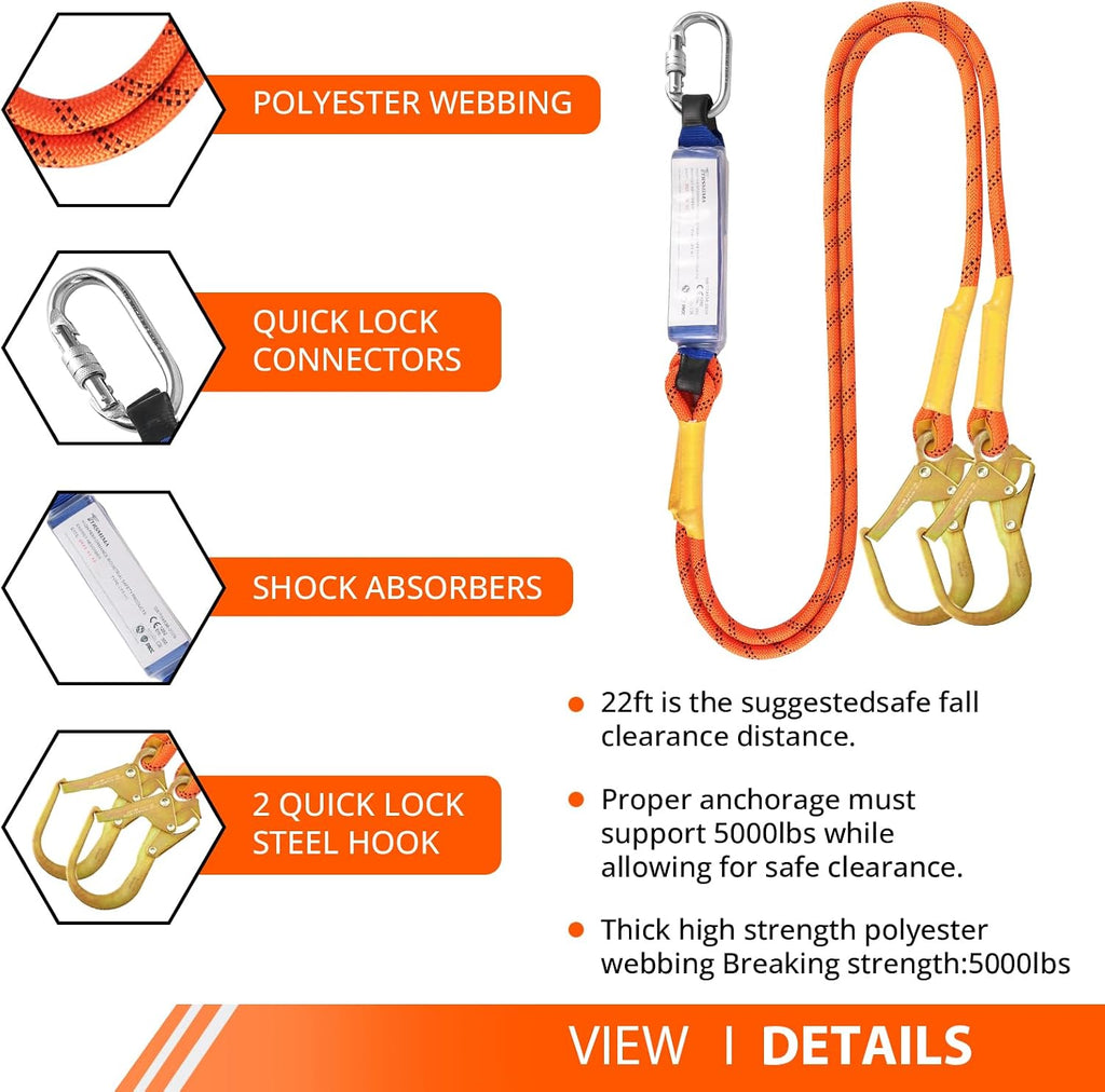 TRSMIMA Safety Harness Fall Protection - Harness Kit for Men Construction | Fall Arrest Roofing Harness Kit Men Full