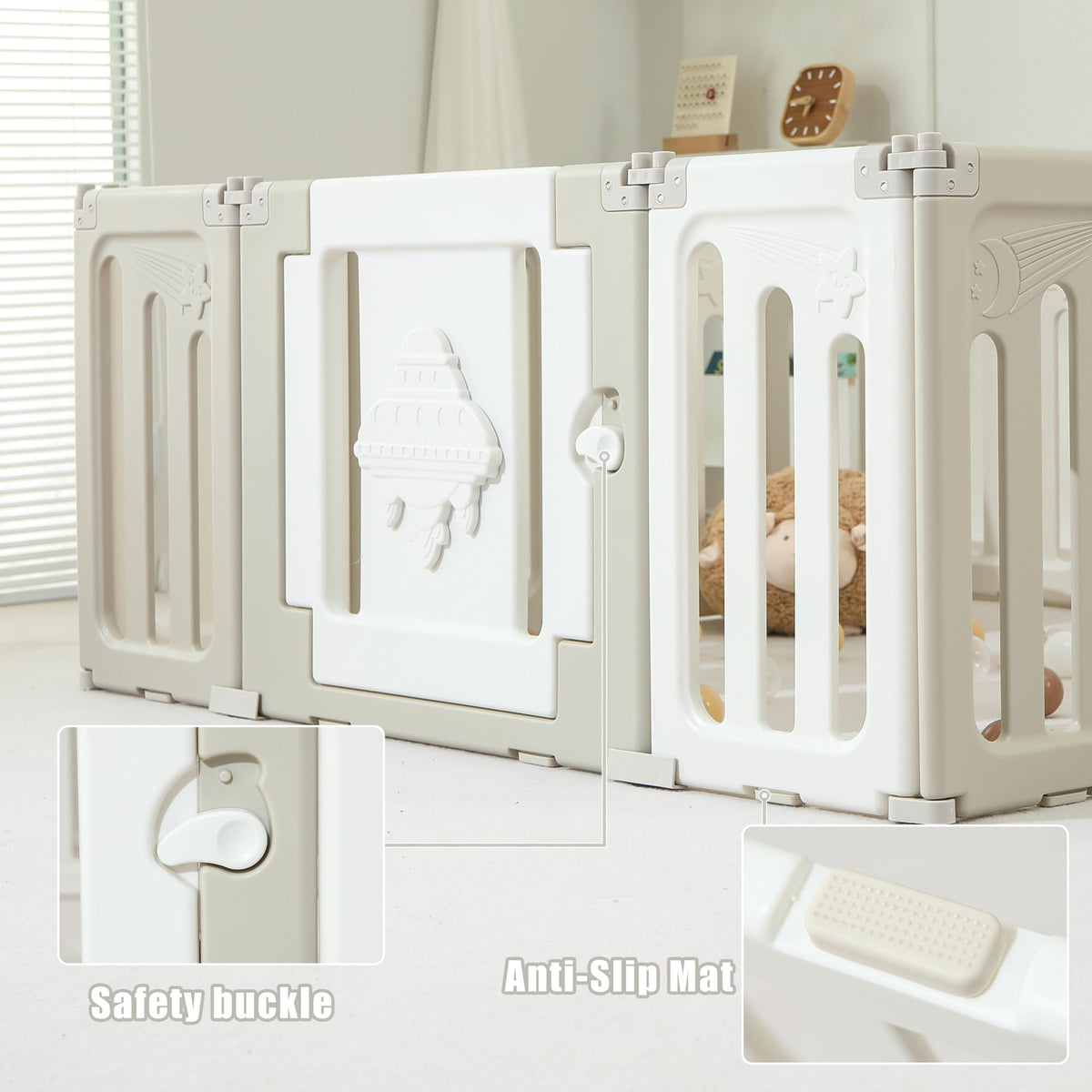 14-Panel Modular Foldable Baby Playpen & Safety Activity Yard with Locking Walk-Through Gate for Infants & Toddlers