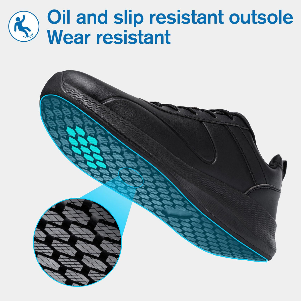 Non Slip Work Shoes for Women Food Service Sneakers, Black,7.5