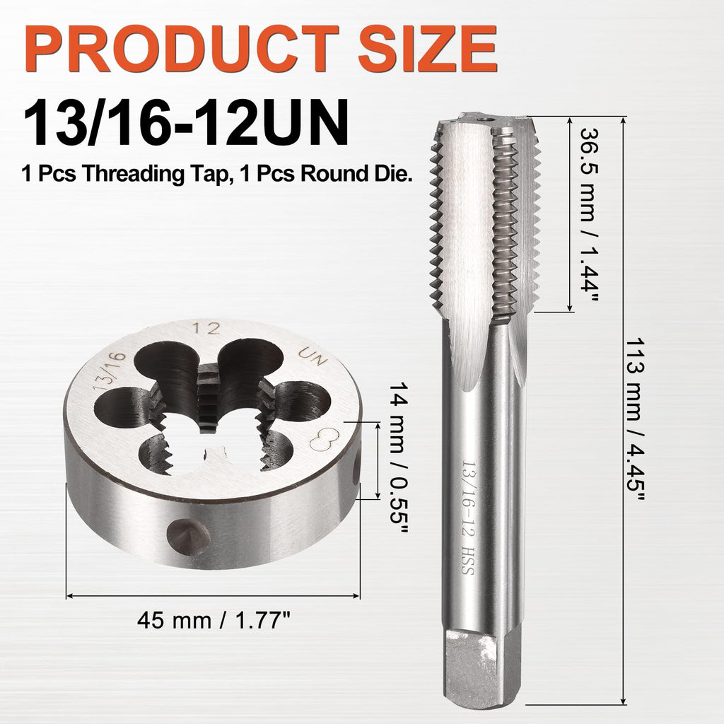 Workkyma 13/16"x12 UN Tap and Die Set, M2 HSS Right Hand Threading Tool