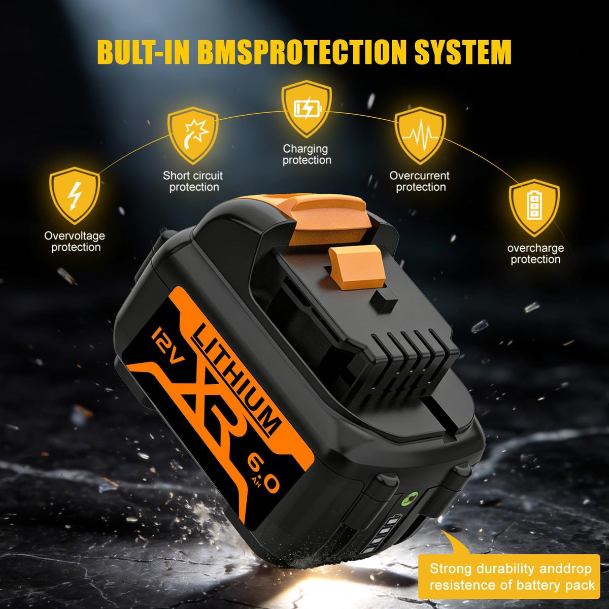 2-Pack 6.0Ah 12V Battery Replacement for Dewalt 12V Max, Professional Power for Auto Repair & Construction