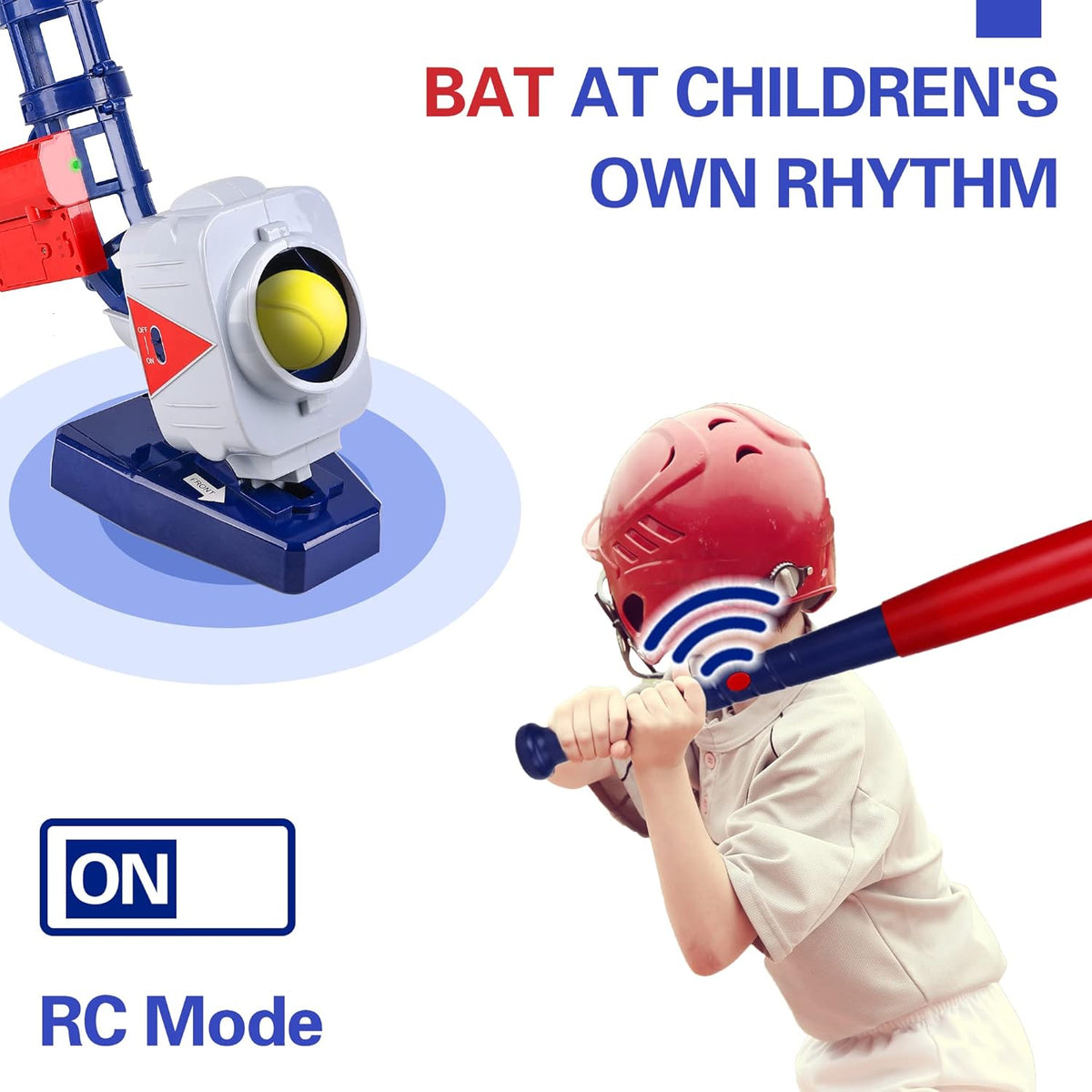 Kids Pitching Machine Toys, 2 in 1 RC Baseball Tennis Pitcher