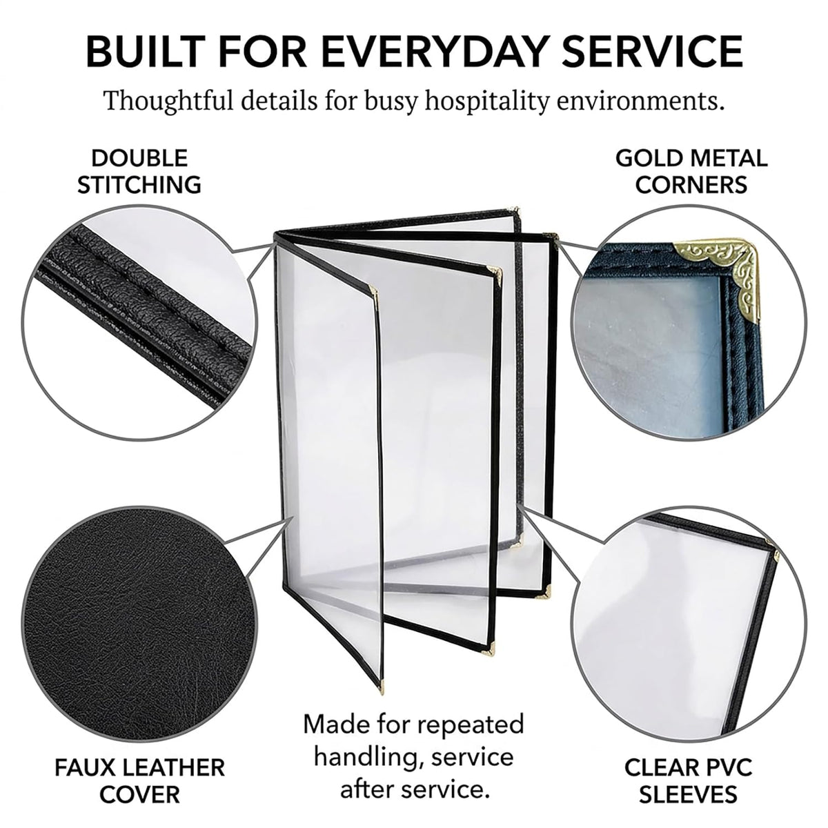 Menu Covers 8.5 x 11 Inch, 2 Pack 4 Page 8 View Clear Menu Holder Sleeve
