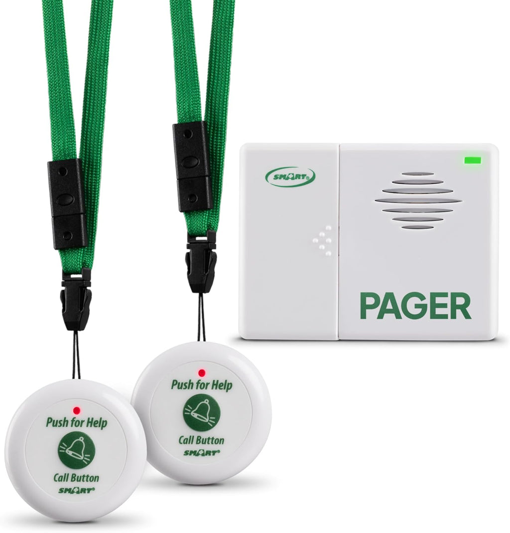 Smart Caregiver Pager System with 2 Call Buttons for Elderly Assistance