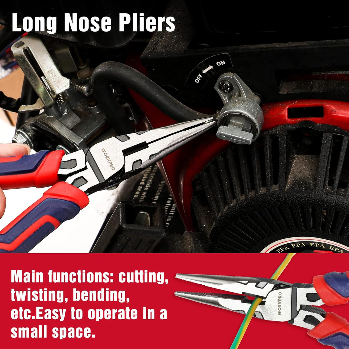 4-Piece Pliers Set - Premium CR-V Construction Tool Set Including Long Nose, Diagonal Cutting, Groove Joint and Slip