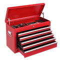 24" Metal Portable Tool Box with 5 Drawers, Lockable, Red