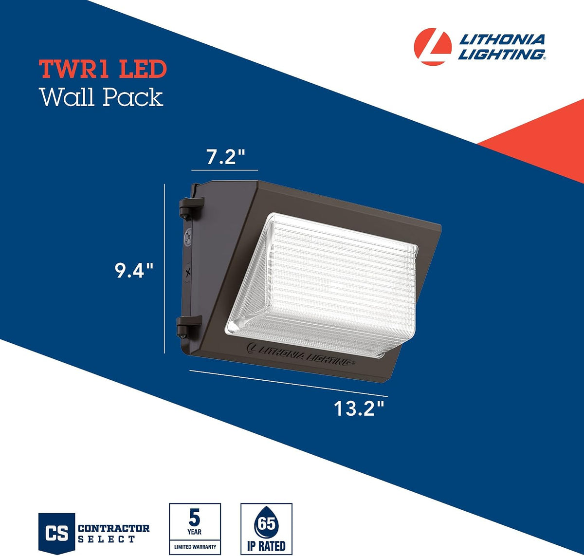 Lithonia Lighting 13" LED Wall Pack Outdoor Light, Dusk to Dawn Photocell