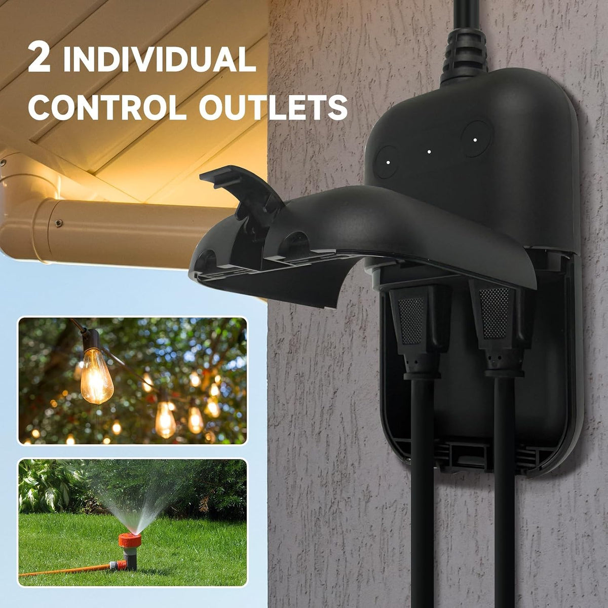 Outdoor Smart Plug, Waterproof IP66 WiFi Plug with 2 Individually Sockets, Compatible with Alexa & Google Assistant