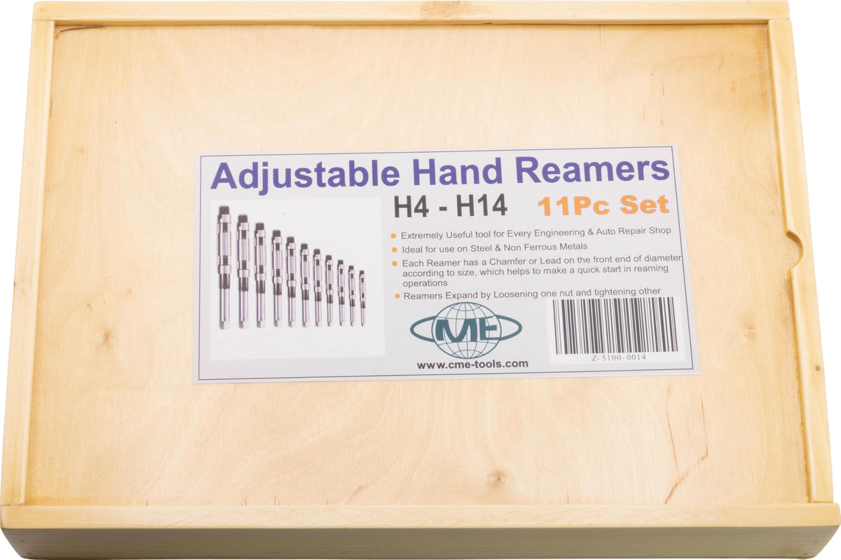 CME 11 pc Adjustable Hand Reamer Set, 15/32" to 1-1/2" Reamer Sizes