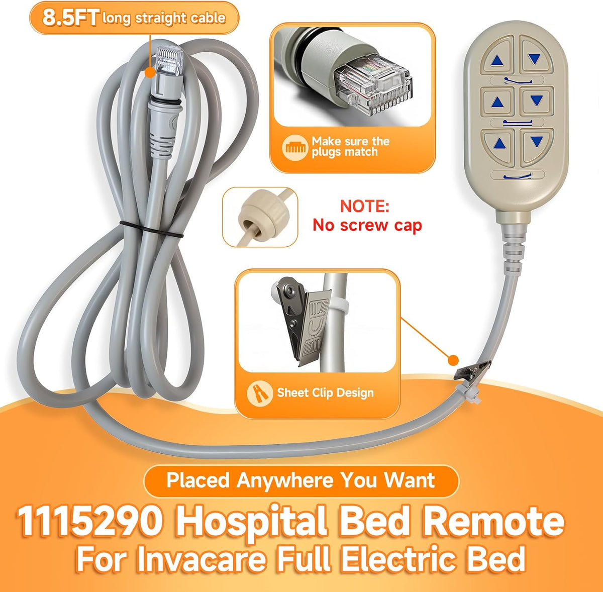 1115290 for Invacare Remote Fits 5410IVC 5490IVC Full Electric Homecare Bed
