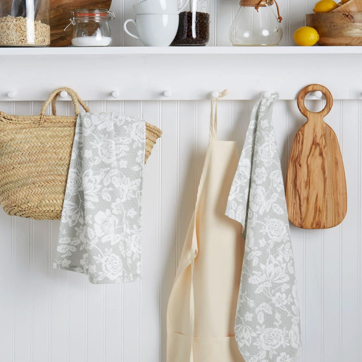 Dual Purpose Kitchen Towel 2-Pack Set, Floral Vine, 16"x28"