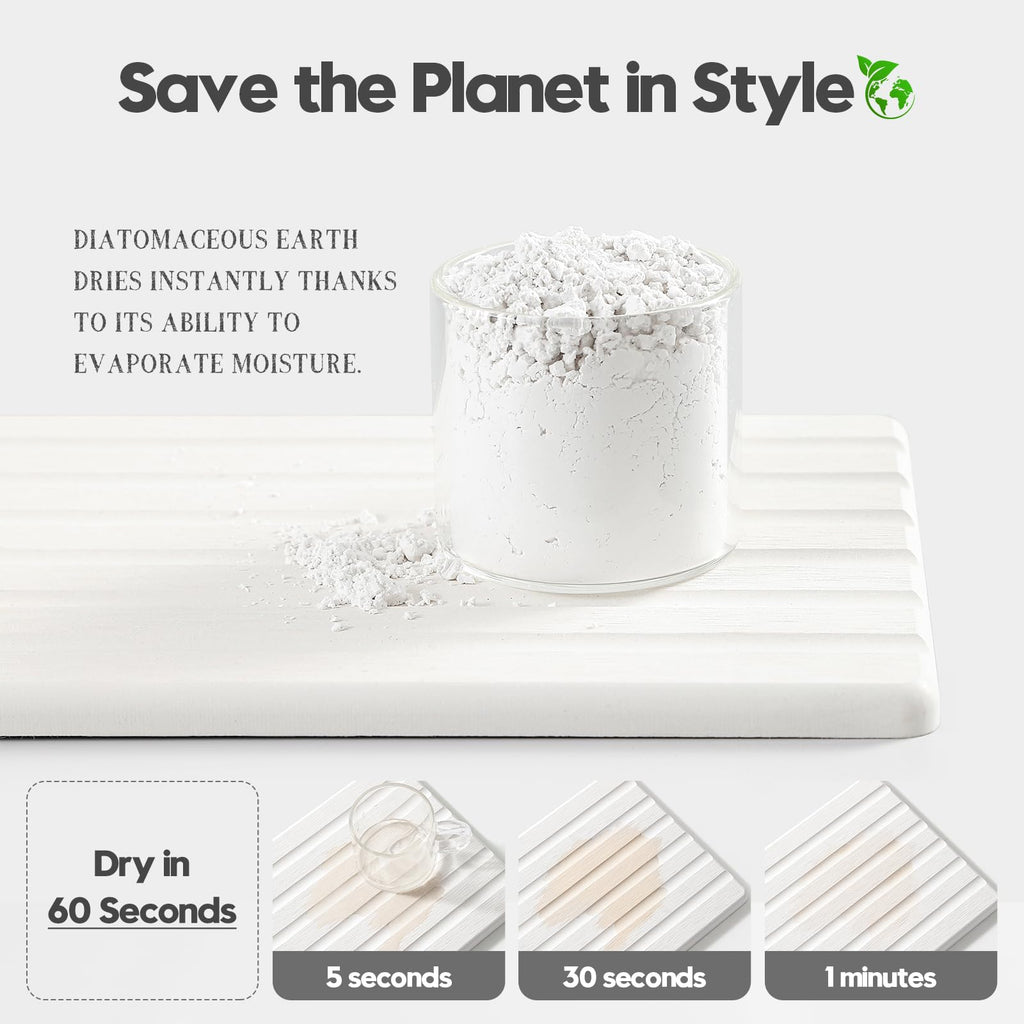 2PCS Water Absorbing Stone Drying Tray Mat for Bathroom Sink & Kitchen Counter Organizer, Quick Dry Dish Soap