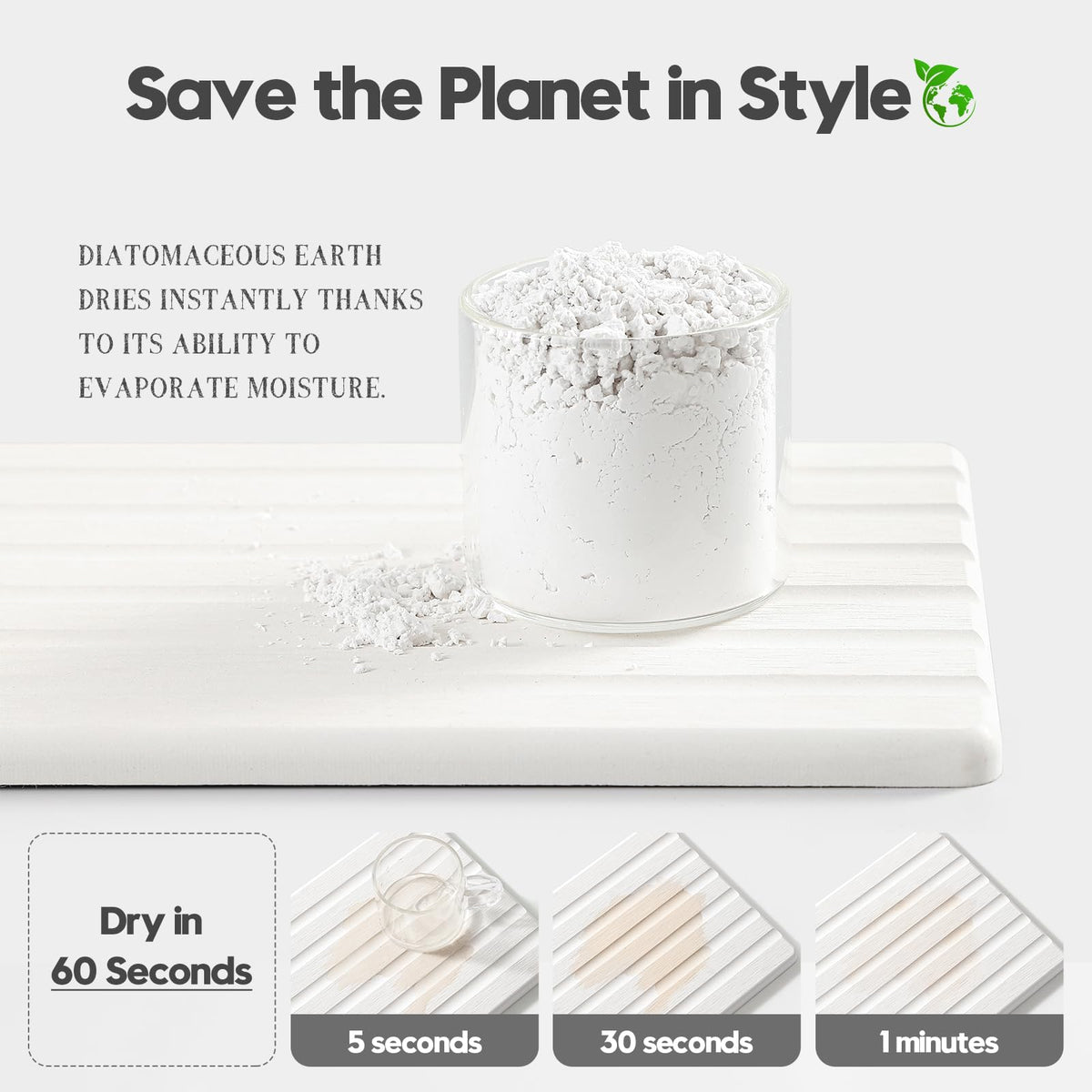 2PCS Water Absorbing Stone Drying Tray Mat for Bathroom Sink & Kitchen Counter Organizer, Quick Dry Dish Soap