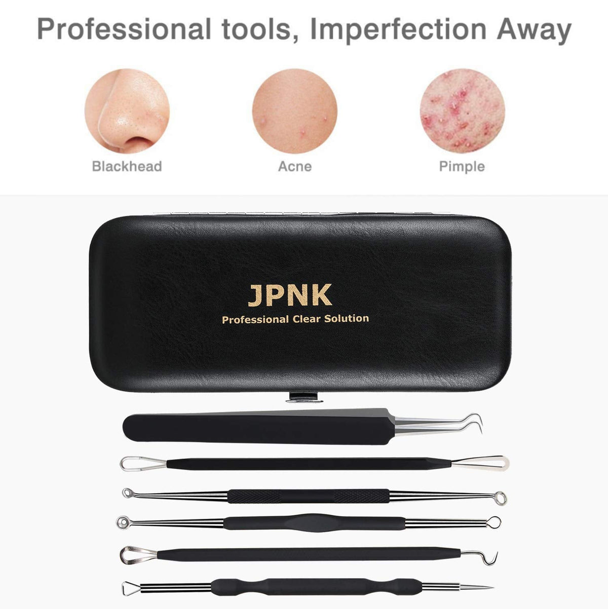 Blackhead Remover Tool Comedones Extractor Acne Removal Kit for Blemish, Whitehead Popping, 6 Pcs Zit Removing for