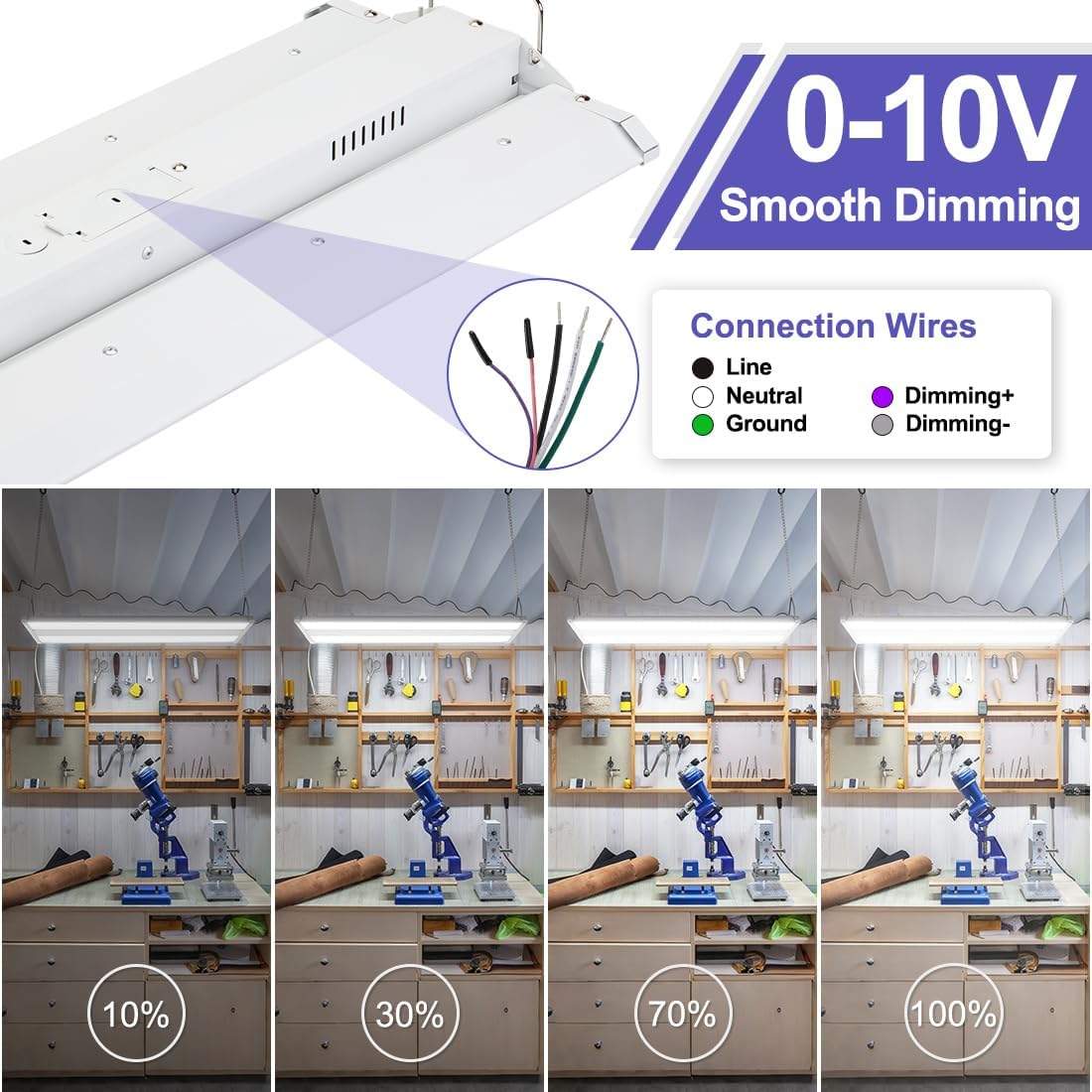2FT 150W LED Linear High Bay Light, 5000K High Bay Shop Light 4 Pack