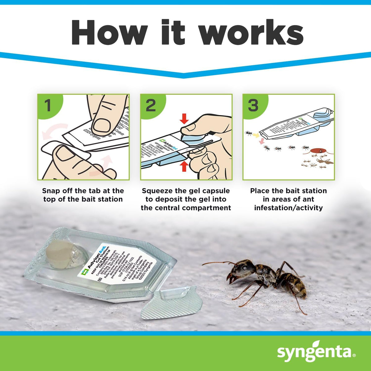 Syngenta Advion Ant Gel Station Insecticide, Ready-to-Use Gel Bait with The Active Ingredient Indoxacarb, Ant Bait