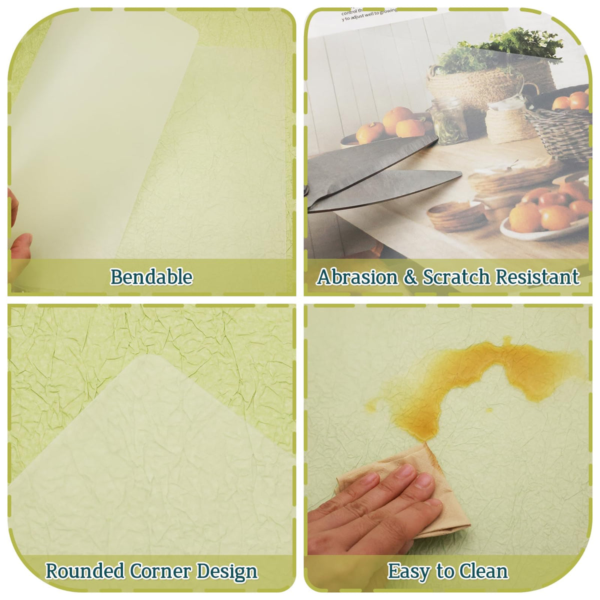 10 Pack Plastic Placemats 17x11 Inch, Clear Place Mats Wipeable, Vinyl Table Mats for Kitchen Dining Table