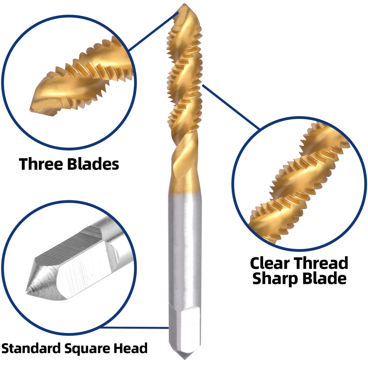 Burkit 2pcs M6 X 1 Titanium Coated Spiral Flute Tap