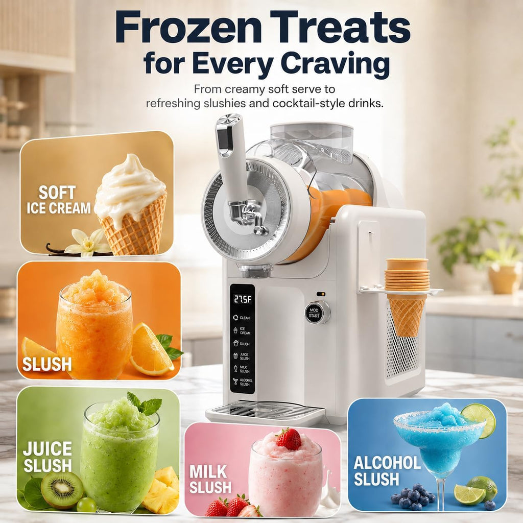 Slushie Machine for home, No Ice Needed, Soft Serve Ice Cream Maker