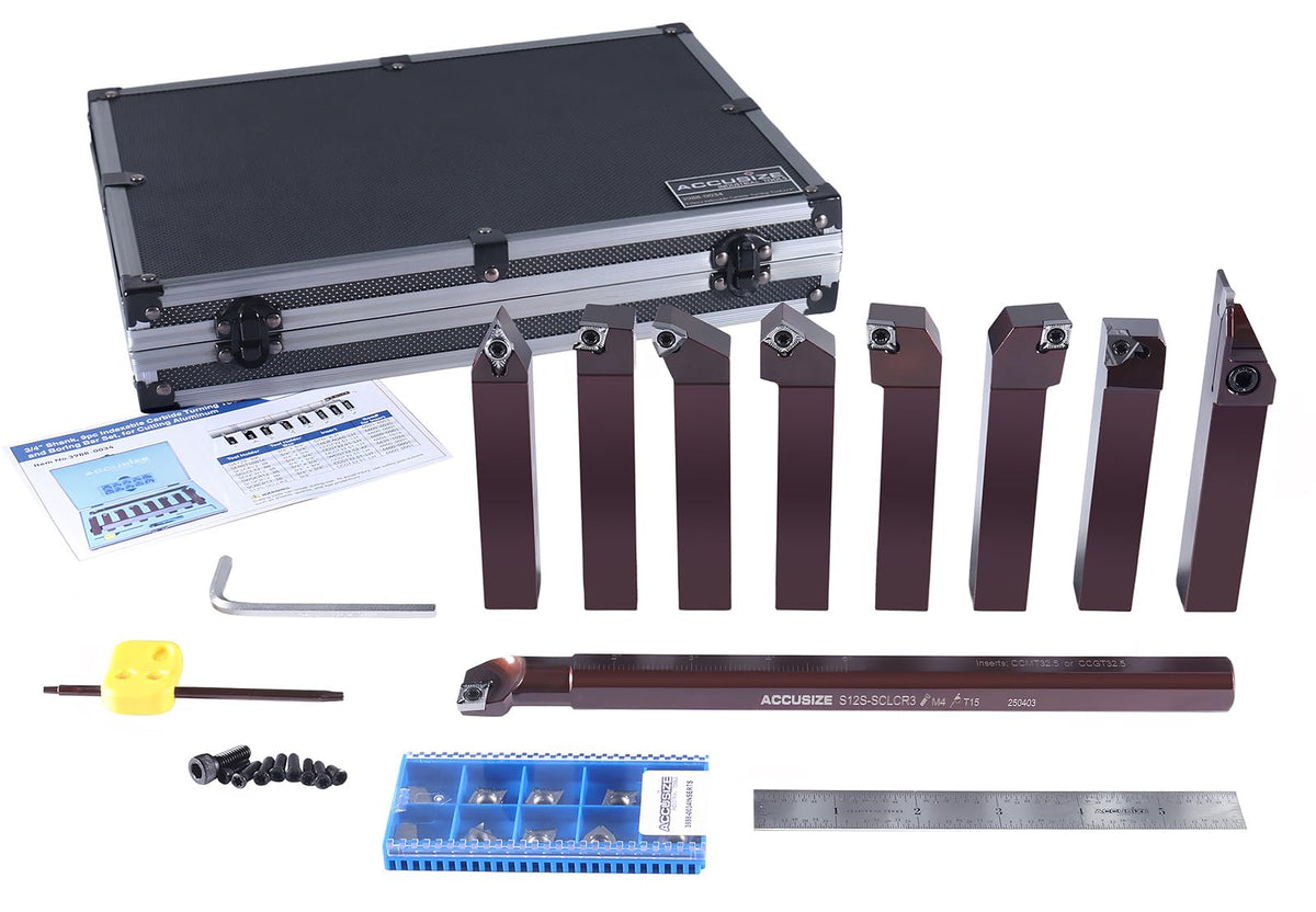 Accusize 3/4 in Shank Indexable Carbide Turning Tool Set, 3988-0034