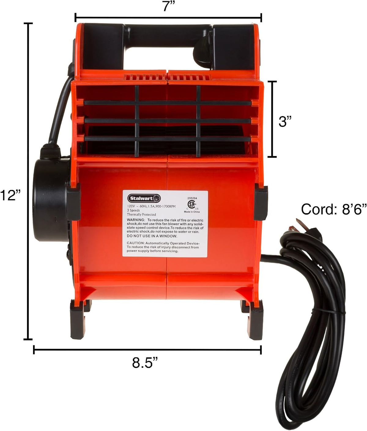 Blower Fan - 3-Speed Heavy-Duty Floor and Carpet Dryer - 1600 watts -Portable Air Mover with 4 Different Angles for