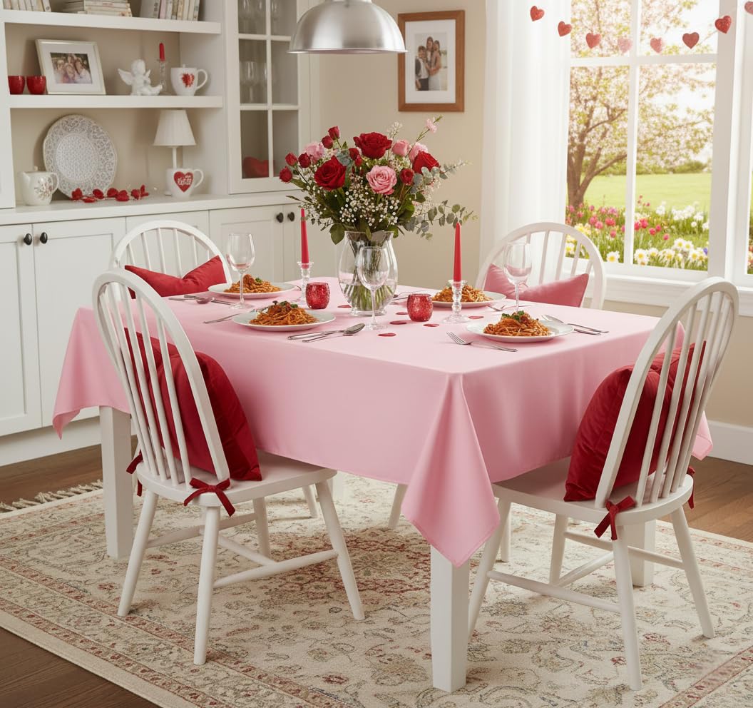 Rectangle Tablecloth, 60 x 84 Inch, Valentines Pink