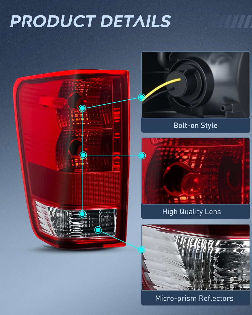 Nilight Taillight Assembly Compatible with 2004-2015 Nissan Titan Red Lens