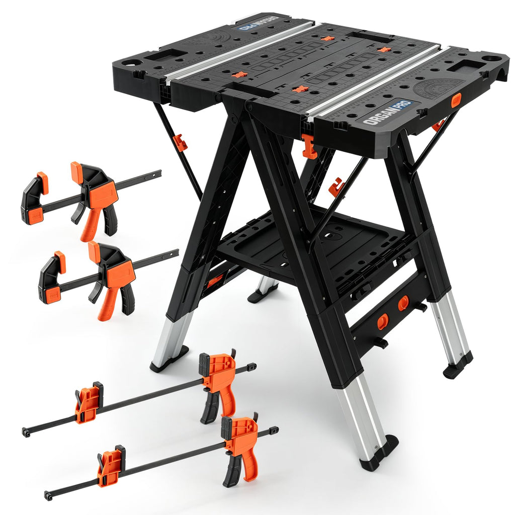 Portable Folding Workbench, Work Table & Sawhorse 2-in-1, 800 LBS Load