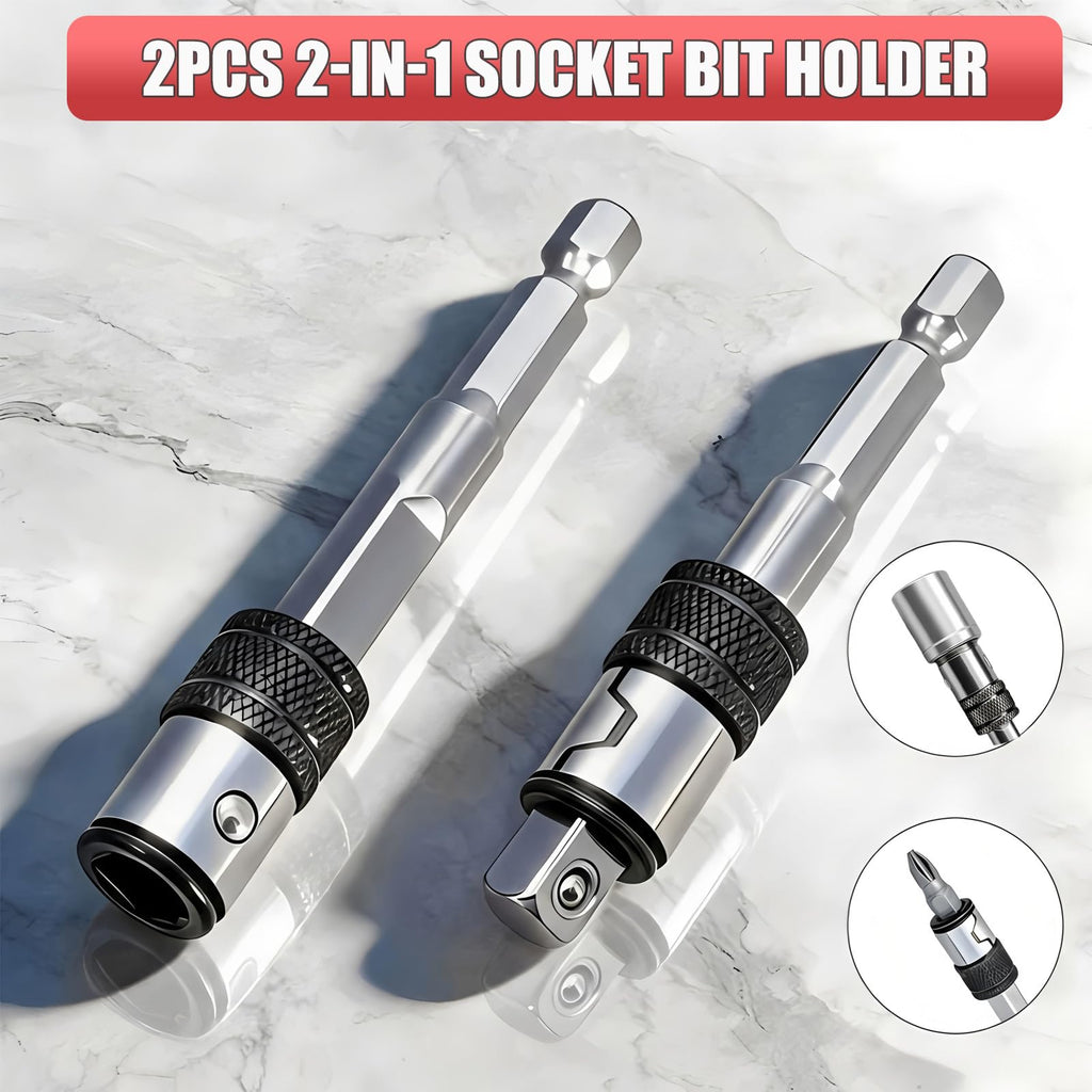 2-in-1 Impact Socket Adapter to Bit Holder, for 1/4" Drive Socket &Hex Bit