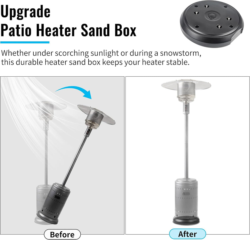 Patio Heater Weight Sand/Water Box – 26.5 lbs Max Capacity Base Stabilizer, Weather-Resistant Resin Bladder for