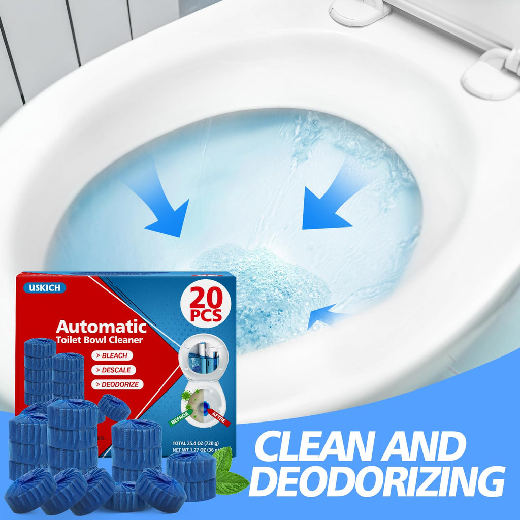 20 Pack Toilet Bowl Cleaner Tablets,Blue Automatic Toilet Tank Cleaners, Long-Lasting Household Toilet