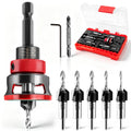 Vieliian 9 Pieces Countersink Drill Bit Set, 5 Sizes Two-Flute Tapered HSS Drill Bits with Adjustable Depth Stop Collar and Wrench, Woodworking Tools for Screw Pilot Holes in Softwood Hardwood MDF