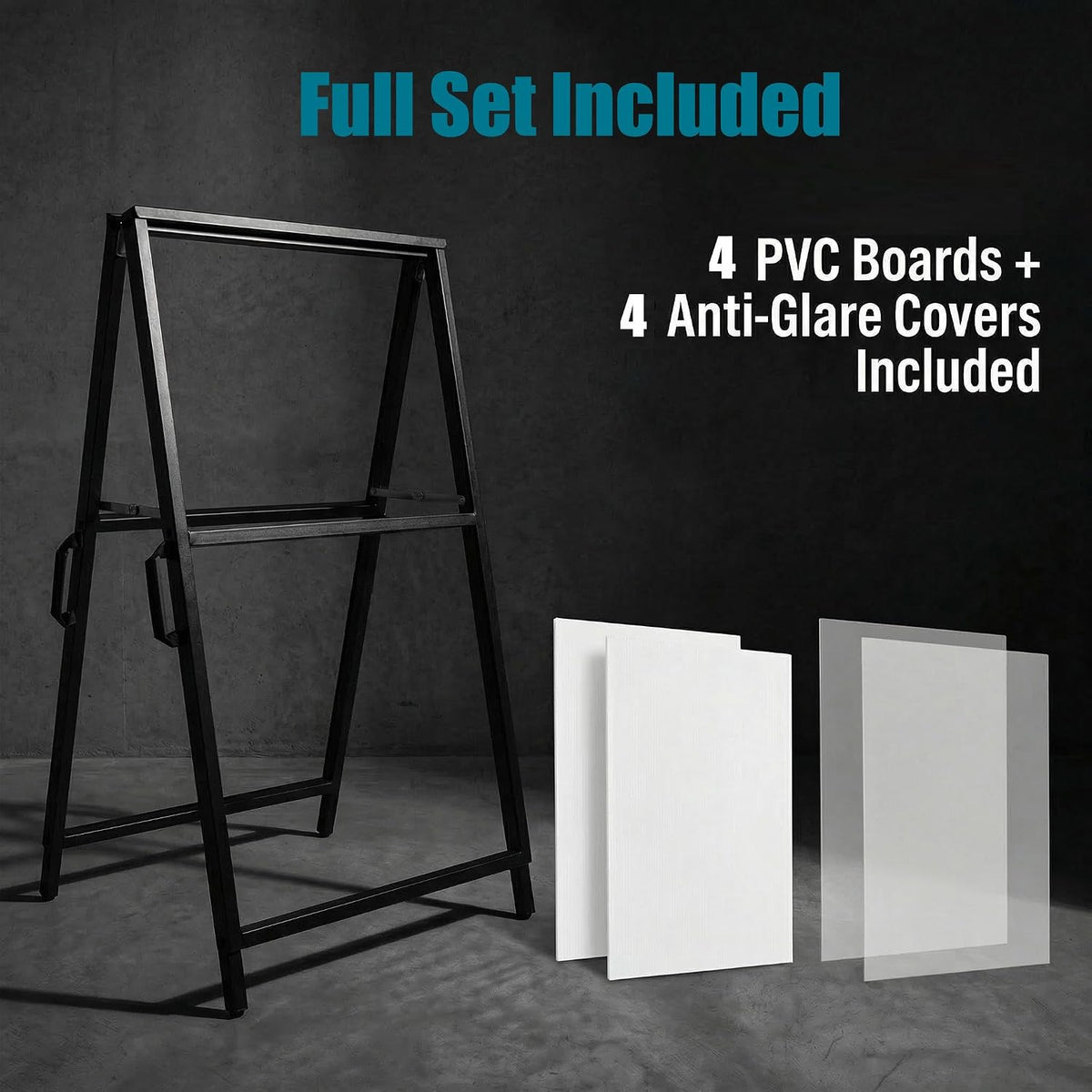 A Frame Sidewalk Sign 24x36 inches Sandwich Board Signs Outdoor Heavy Duty Double-Sided,including 2 Corrugated Boards