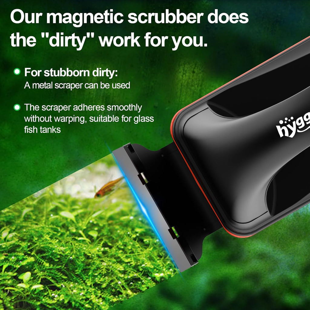 Magnetic Aquarium Fish Tank Glass Cleaner,Detachable Dual-Blades Brush Tool with Floating Scrubber, Double Side